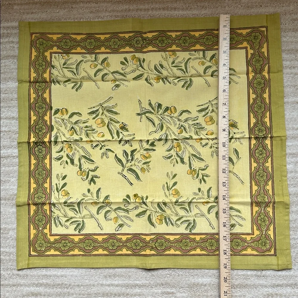 Set of 4 Couleur Nature Olive Tree Napkins Yellow/Green Designed by Bruno Lamy